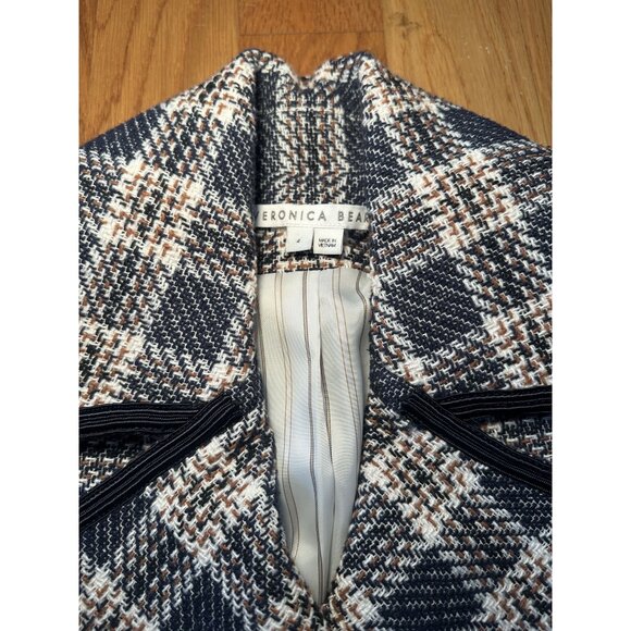 Veronica Beard Aise Plaid Seamed Cropped Tweed Jacket Size 4 – Designer Tailored - Picture 5 of 10